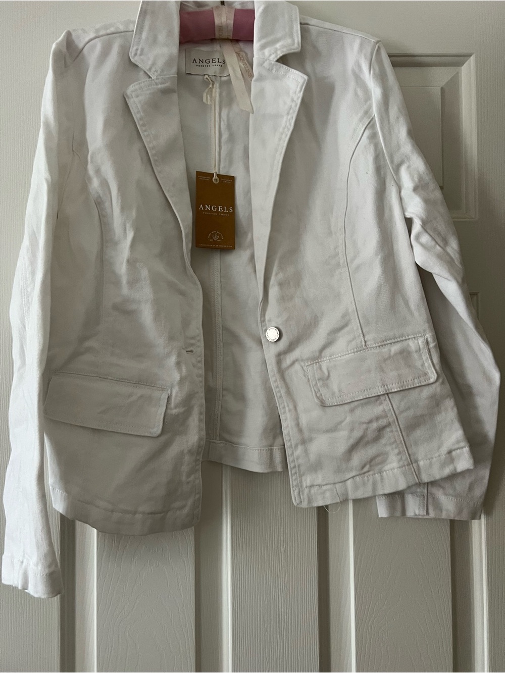 Angel White Cotton Notch-Lapel Blazer